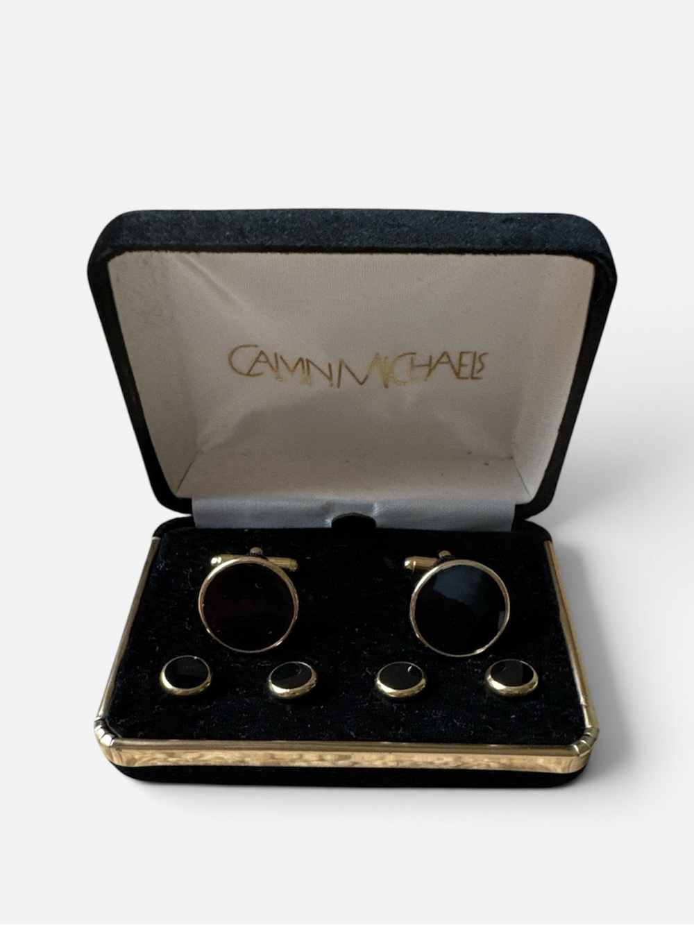 Calvin Michaels (CAMN/MICHAELS) men's cufflink and shirt stud set black & gold
